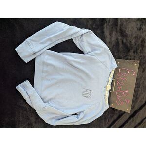 EUC VS Pink Blue Long Sleeve w/ Lace Back XS